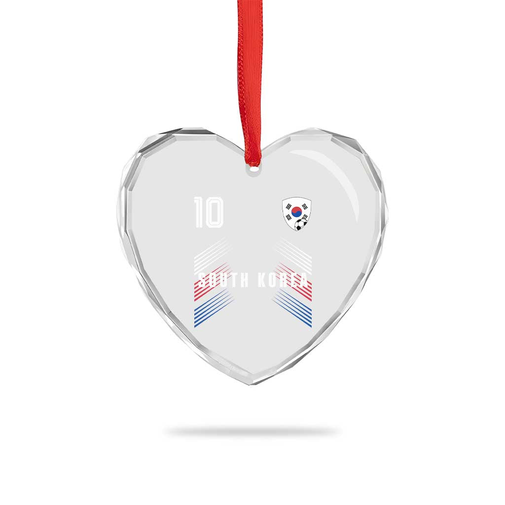 South Korea Soccer Sports Graphic Number 10 Jersey Style Heart Crystal Glass Ornament Proud Korean Football Fans Game Day Pride