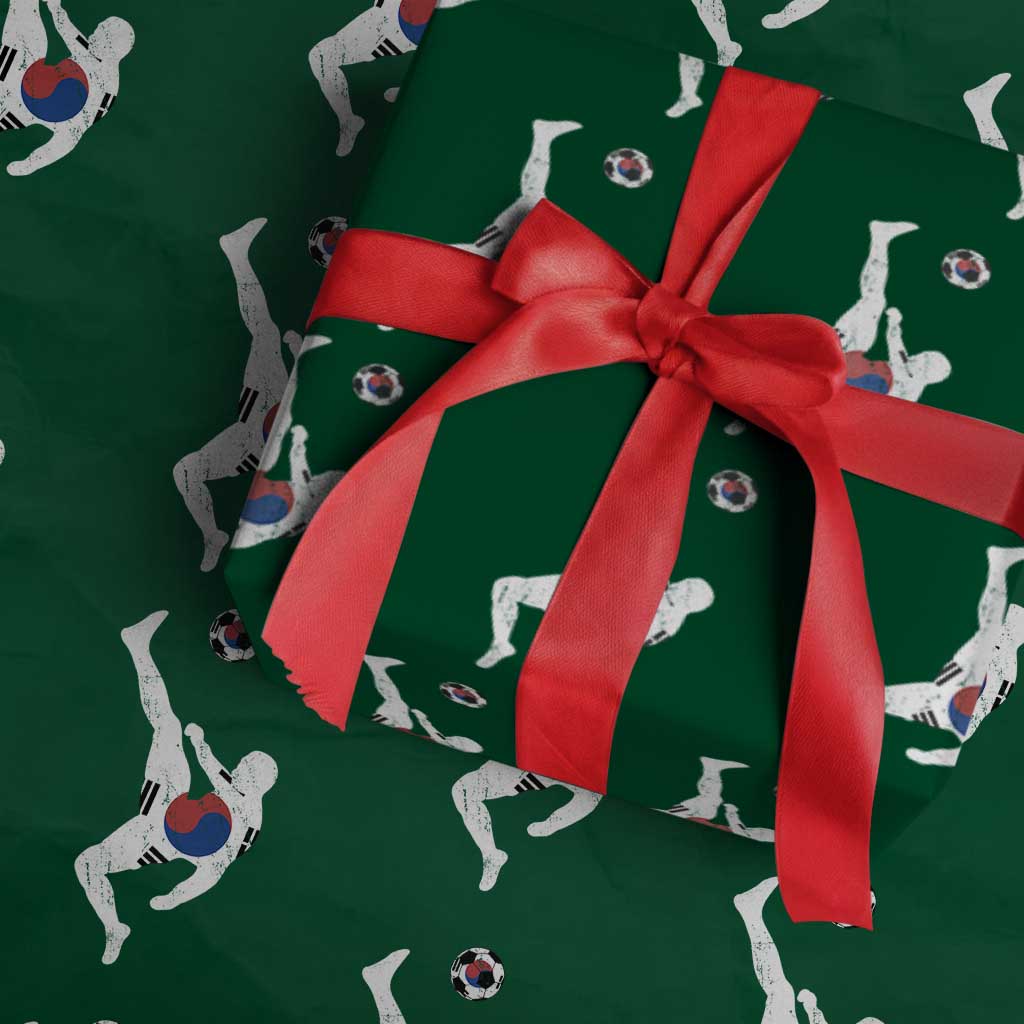 South Korea Soccer Wrapping Paper Roll Bicycle Kick Silhouette Korean Flag