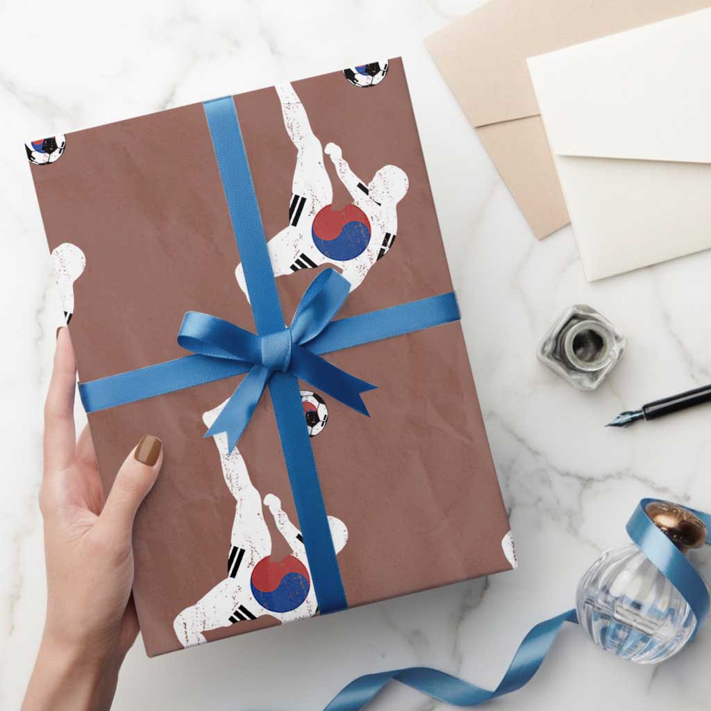 South Korea Soccer Wrapping Paper Roll Bicycle Kick Silhouette Korean Flag