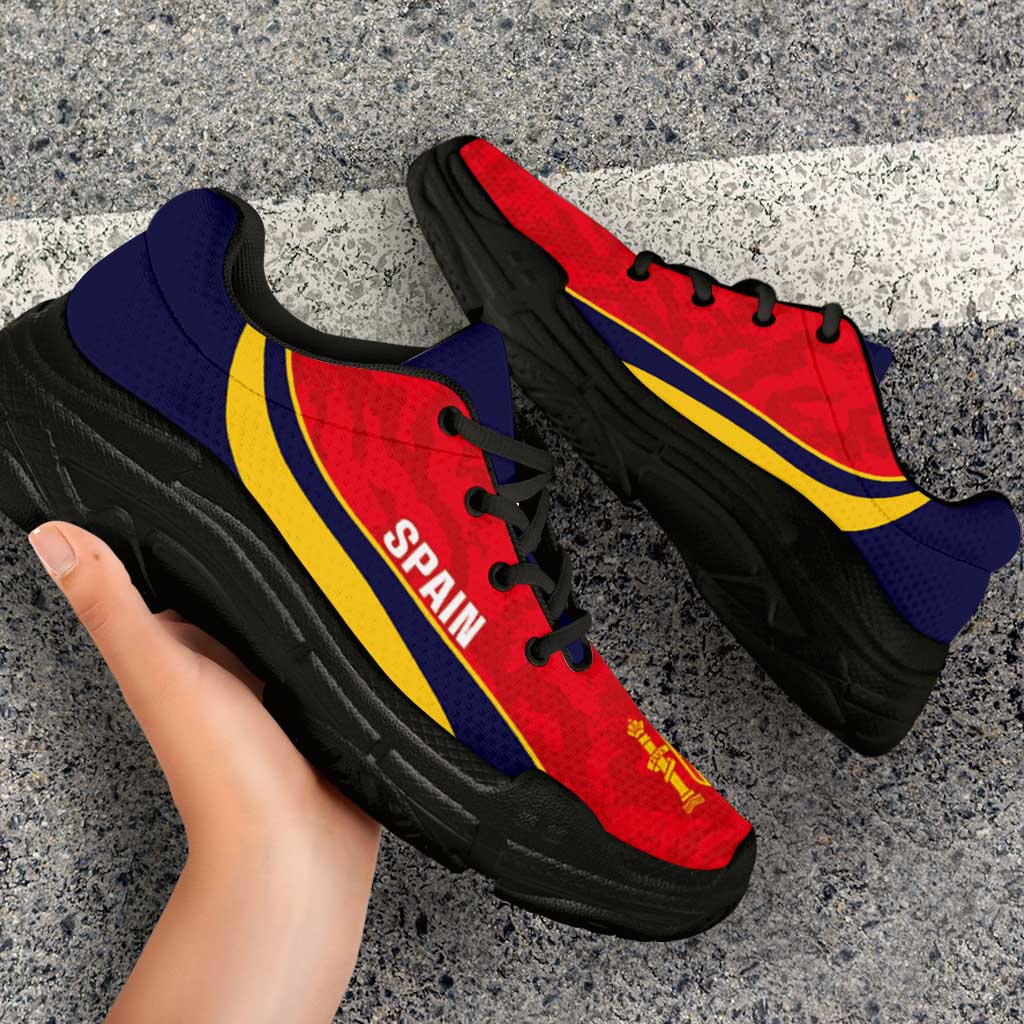 Spain 2026 Football Chunky Sneakers La Roja Grunge Curve Stylized - Wonder Print Shop