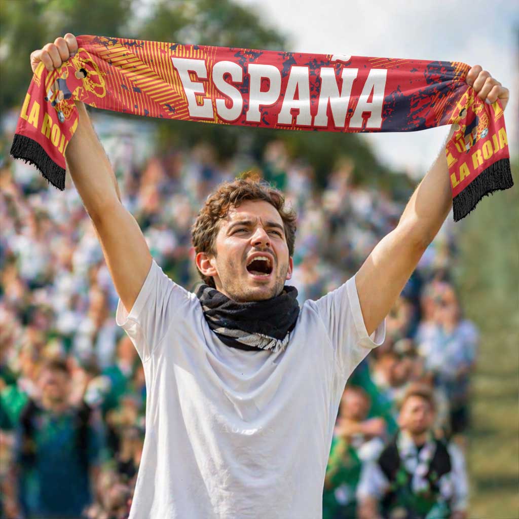Spain 2026 Football Soccer Scarf La Roja Grunge Curve Stylized