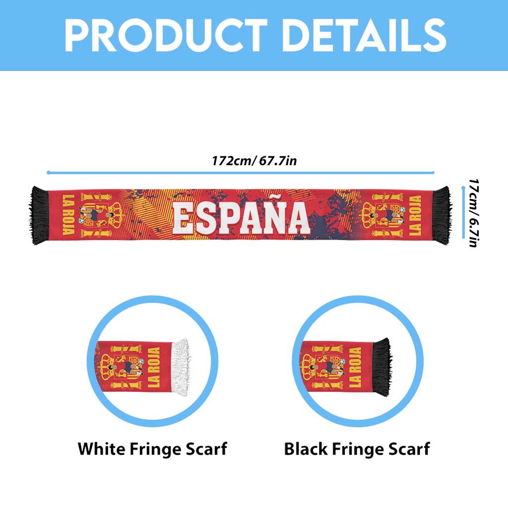 Spain 2026 Football Soccer Scarf La Roja Grunge Curve Stylized