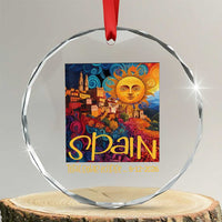 Spain 2026 Total Solar Eclipse Sun Face Graphic Crystal Glass Ornament Espana Totality Travel Memorabilia Astronomy Geek Gift