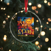 Spain 2026 Total Solar Eclipse Sun Face Graphic Crystal Glass Ornament Espana Totality Travel Memorabilia Astronomy Geek Gift