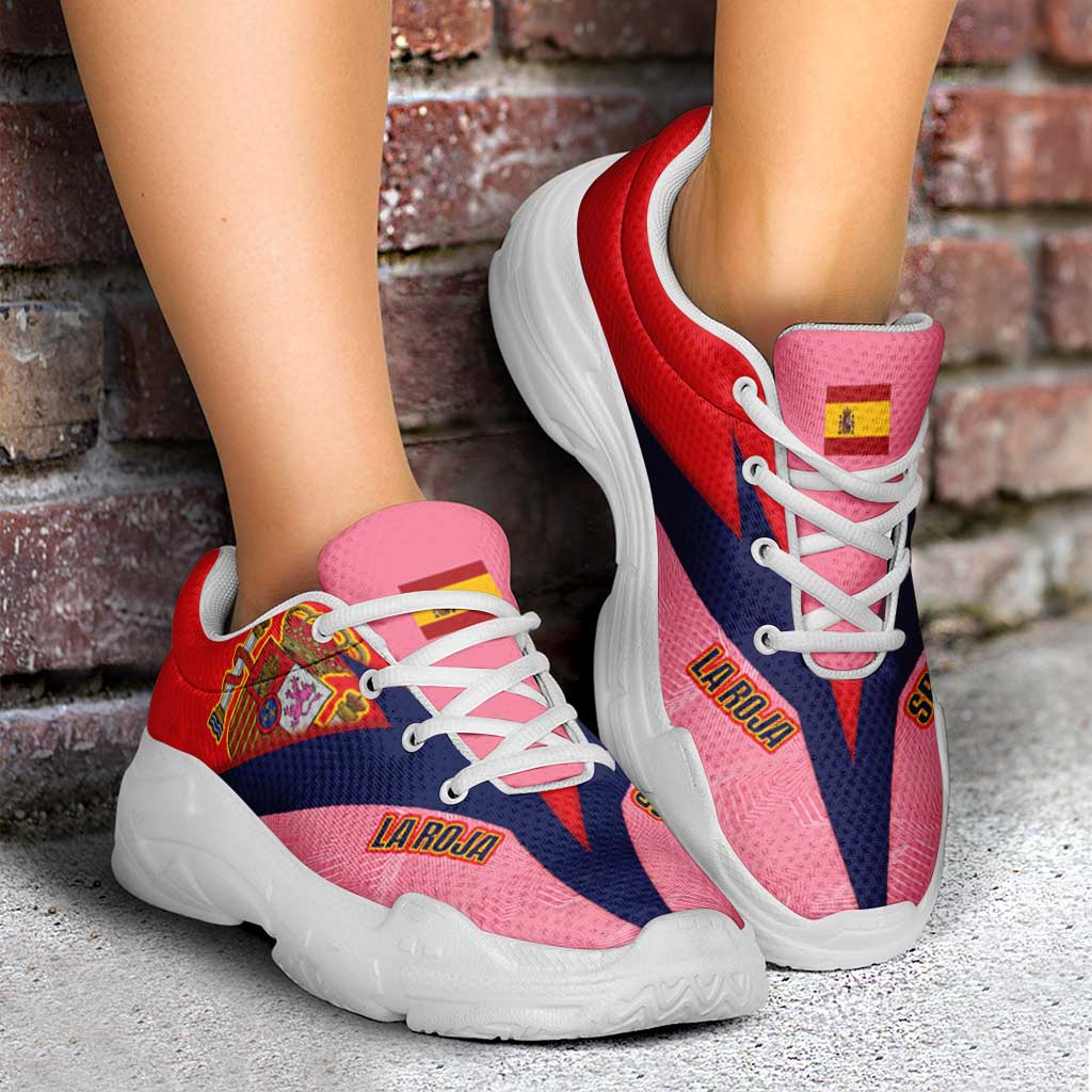 Spain 2026 World Football Chunky Sneakers La Roja Pink And Flag Color