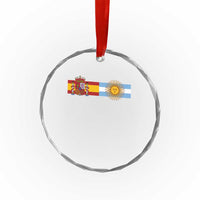 Spain Argentina Dual Flag Graphic Crystal Glass Ornament Mixed Roots Spanish Argentine Heritage Pride Match Day