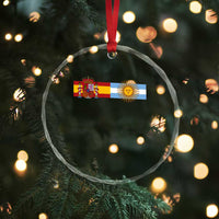 Spain Argentina Dual Flag Graphic Crystal Glass Ornament Mixed Roots Spanish Argentine Heritage Pride Match Day