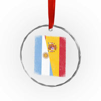 Spain Argentina Half Flag Spanish Argentinian Roots Crystal Glass Ornament