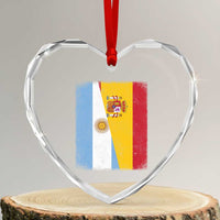 Spain Argentina Half Flag Spanish Argentinian Roots Heart Crystal Glass Ornament