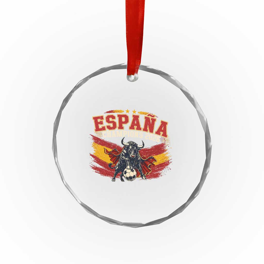 Spain Champions 2026 Crystal Glass Ornament Espana Soccer Fan Spanish Flag Bull
