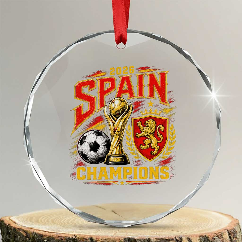 Spain Champions 2026 Crystal Glass Ornament Spanish Soccer Fan Graphic
