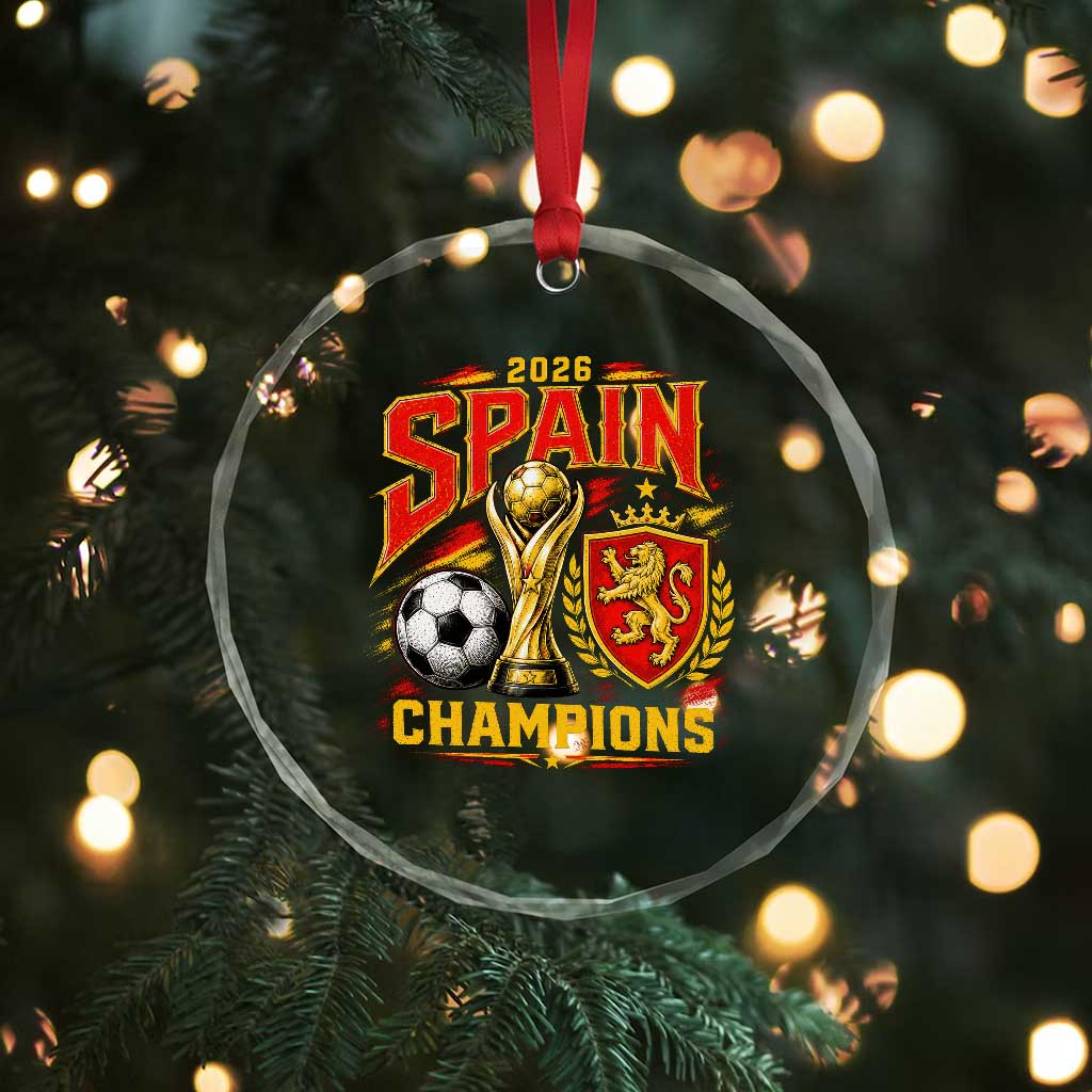 Spain Champions 2026 Crystal Glass Ornament Spanish Soccer Fan Graphic