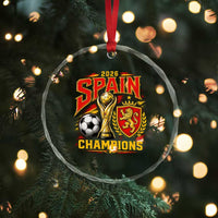 Spain Champions 2026 Crystal Glass Ornament Spanish Soccer Fan Graphic