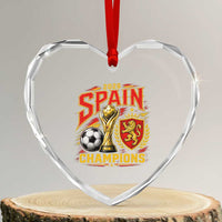 Spain Champions 2026 Heart Crystal Glass Ornament Spanish Soccer Fan Graphic