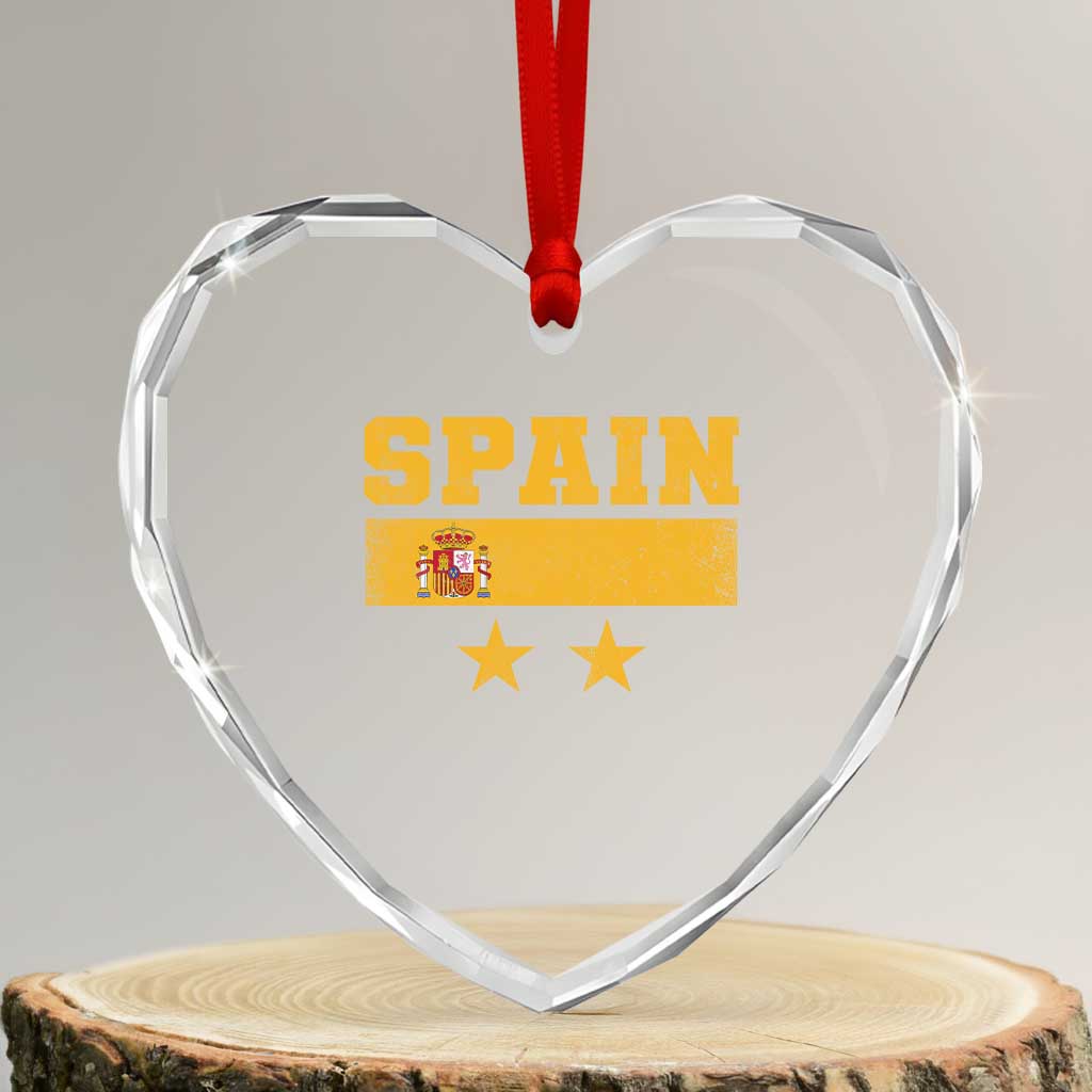 Spain Champions 2026 Second Star Heart Crystal Glass Ornament Espana Coat of Arms