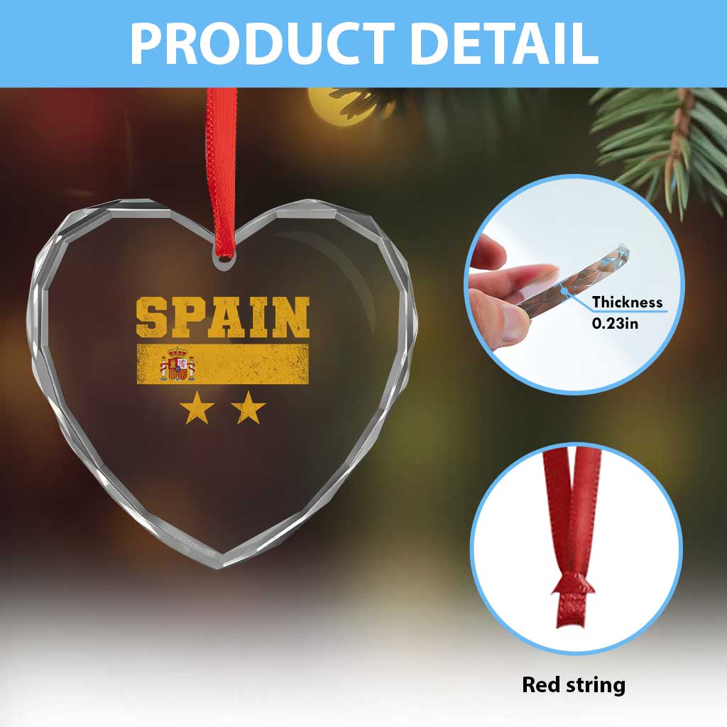 Spain Champions 2026 Second Star Heart Crystal Glass Ornament Espana Coat of Arms