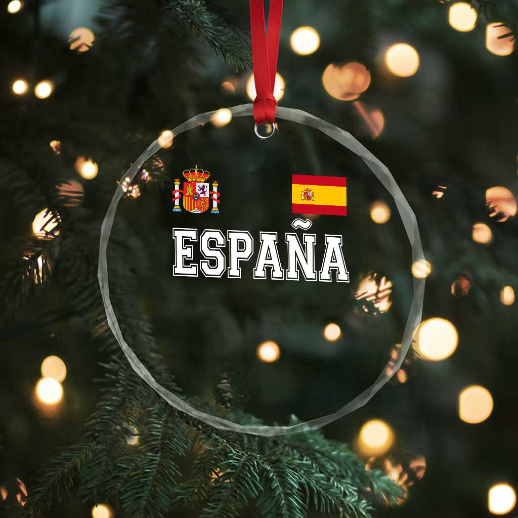 Spain Espana Crystal Glass Ornament Vintage Spanish Flag Royal Crest Graphic