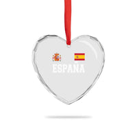 Spain Espana Heart Crystal Glass Ornament Vintage Spanish Flag Royal Crest Graphic
