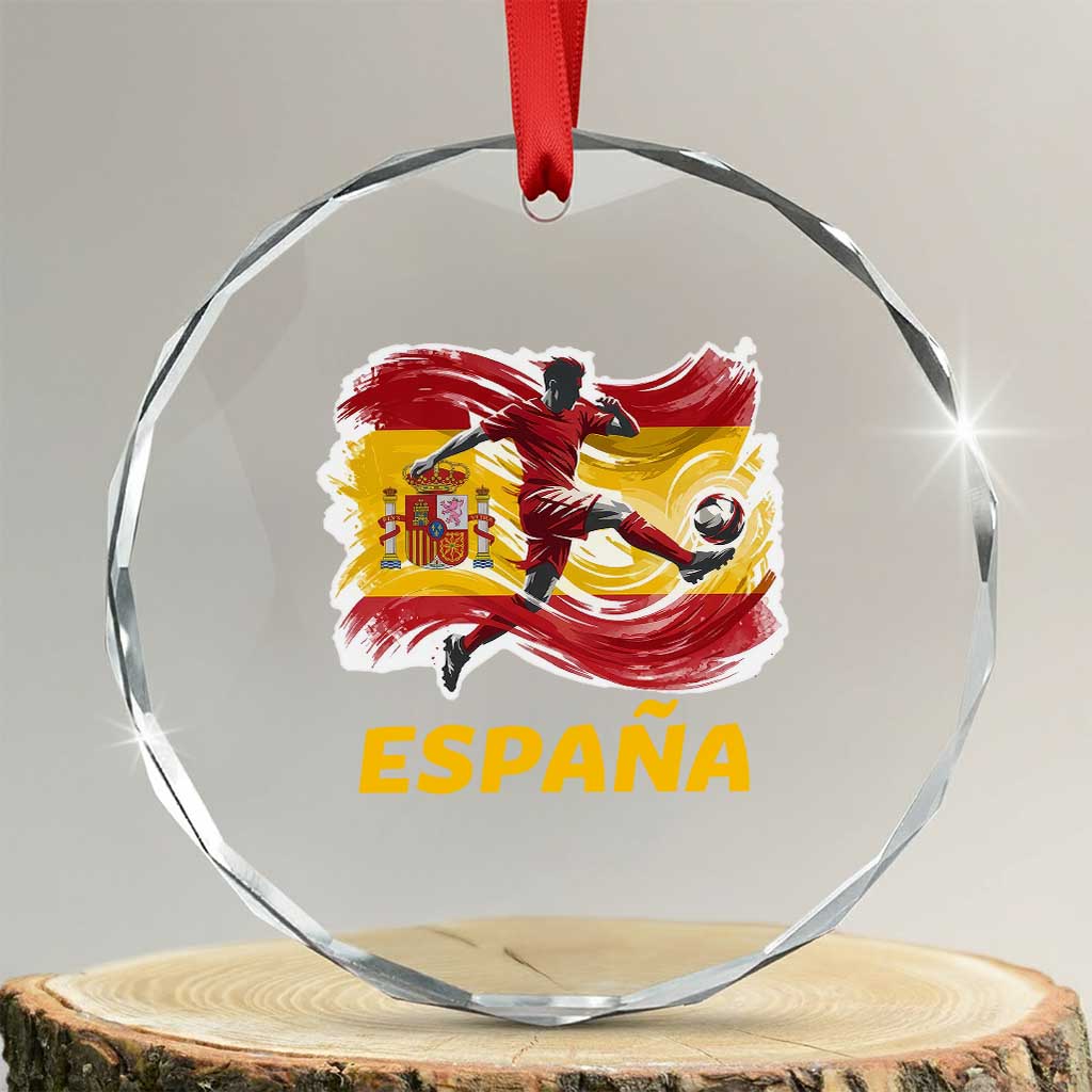 Spain Espana Soccer Football Fan Spanish Flag Crystal Glass Ornament