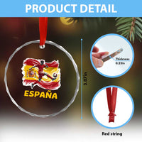 Spain Espana Soccer Football Fan Spanish Flag Crystal Glass Ornament