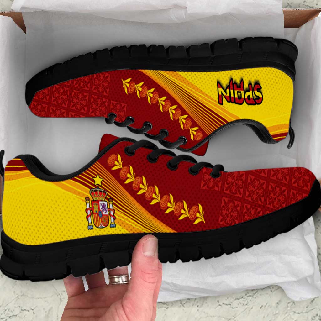 Spain Football Sneakers Traditional Spanish Carnation Floral Patriotic Motif