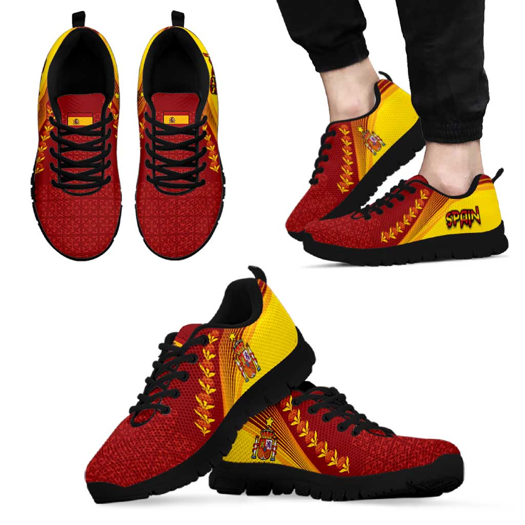 Spain Football Sneakers Traditional Spanish Carnation Floral Patriotic Motif