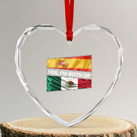 Spain Mexico Heritage Pride Heart Crystal Glass Ornament Yes I'm Both Identity Roots for Hispanics Latinos - Wonder Print Shop
