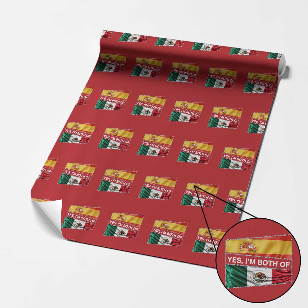 Spain Mexico Heritage Pride Wrapping Paper Roll Yes I'm Both Identity Roots for Hispanics Latinos - Wonder Print Shop