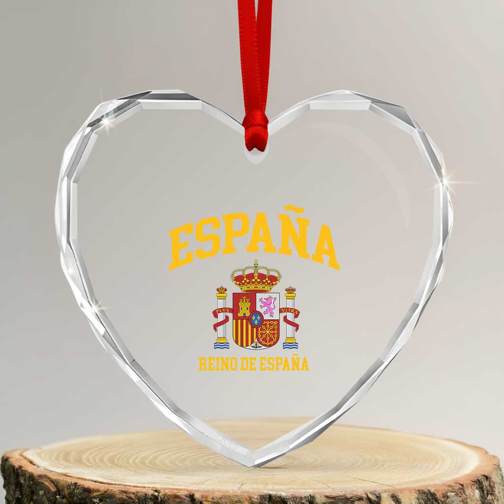 Spain Reino De Espana Heart Crystal Glass Ornament Vintage Spanish Flag Coat of Arms