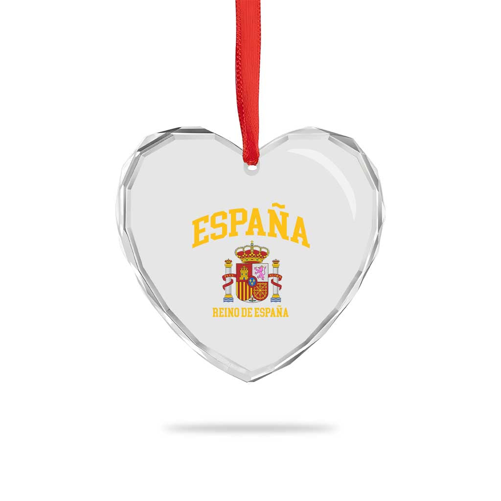 Spain Reino De Espana Heart Crystal Glass Ornament Vintage Spanish Flag Coat of Arms