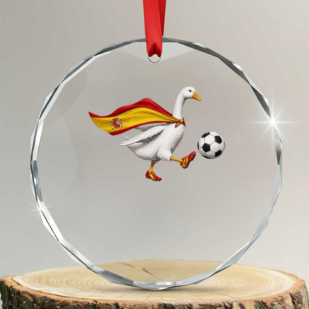 Spain Soccer Goose Crystal Glass Ornament Spanish Flag Patriotic Football Fan Graphic