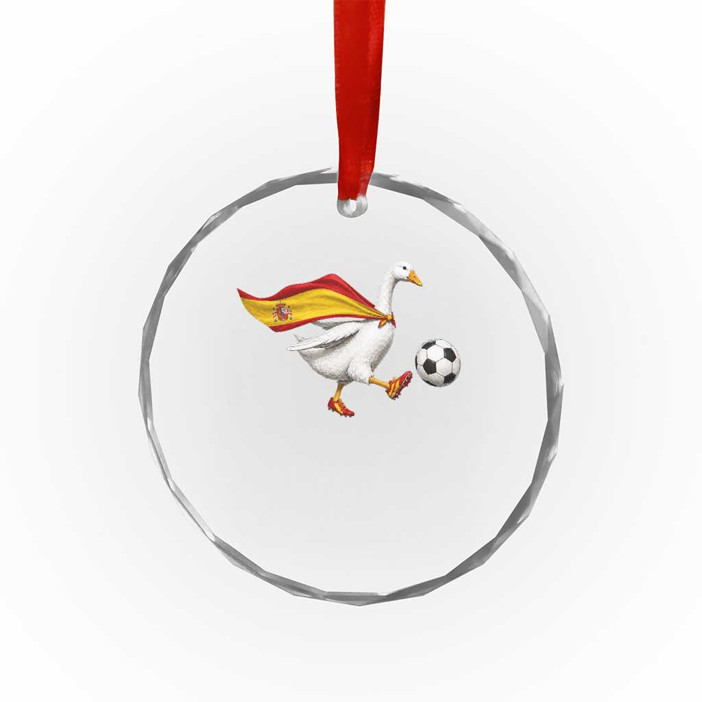 Spain Soccer Goose Crystal Glass Ornament Spanish Flag Patriotic Football Fan Graphic
