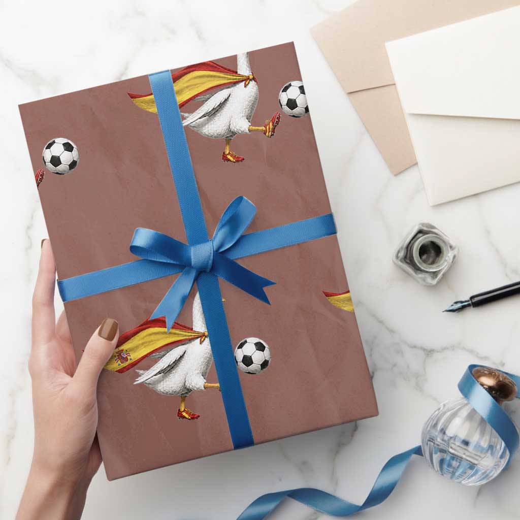 Spain Soccer Goose Wrapping Paper Roll Spanish Flag Patriotic Football Fan Graphic