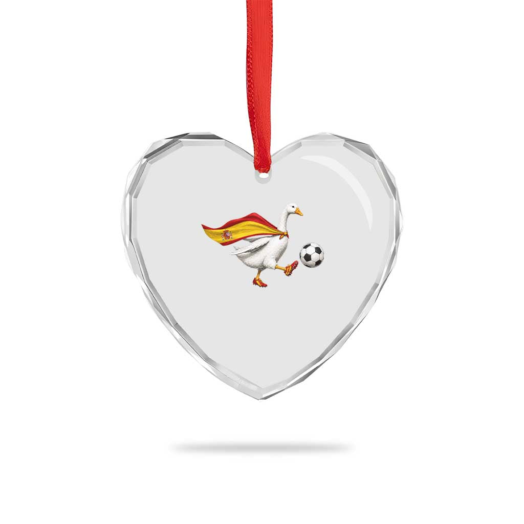 Spain Soccer Goose Heart Crystal Glass Ornament Spanish Flag Patriotic Football Fan Graphic