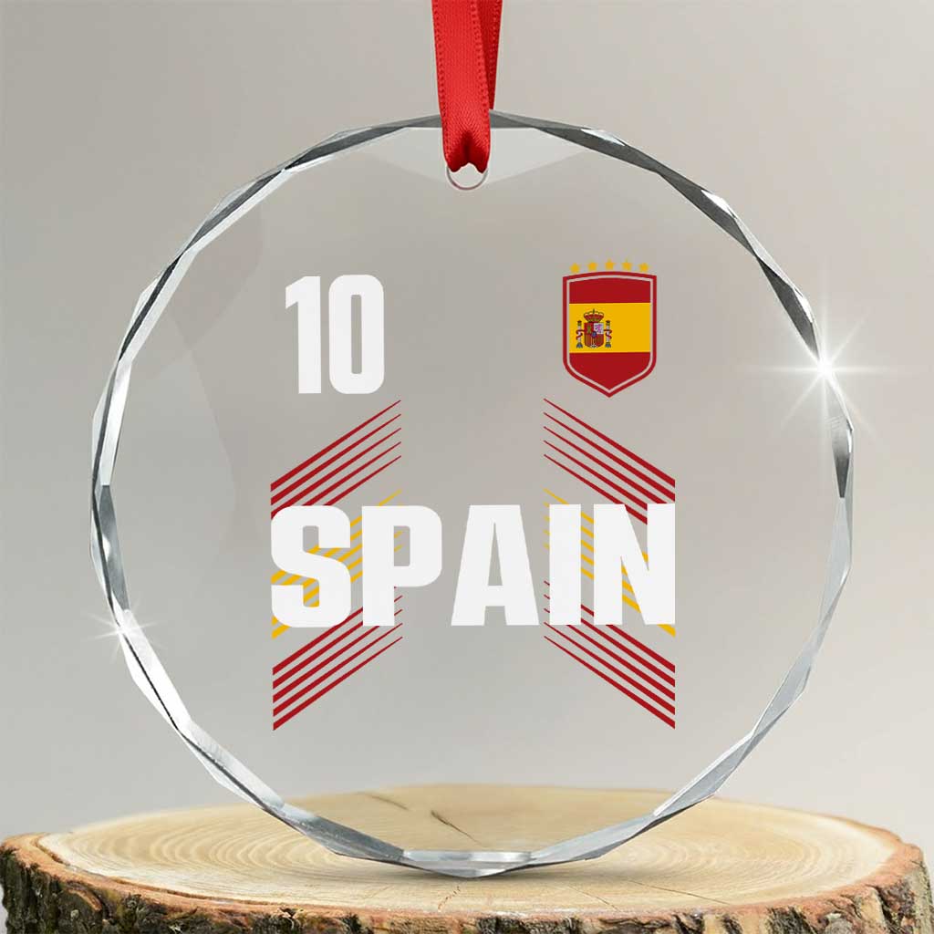 Spain Soccer Sports Graphic Number 10 Jersey Style Crystal Glass Ornament Proud Spanish Football Fans Game Day Pride
