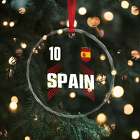 Spain Soccer Sports Graphic Number 10 Jersey Style Crystal Glass Ornament Proud Spanish Football Fans Game Day Pride