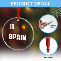 Spain Soccer Sports Graphic Number 10 Jersey Style Crystal Glass Ornament Proud Spanish Football Fans Game Day Pride