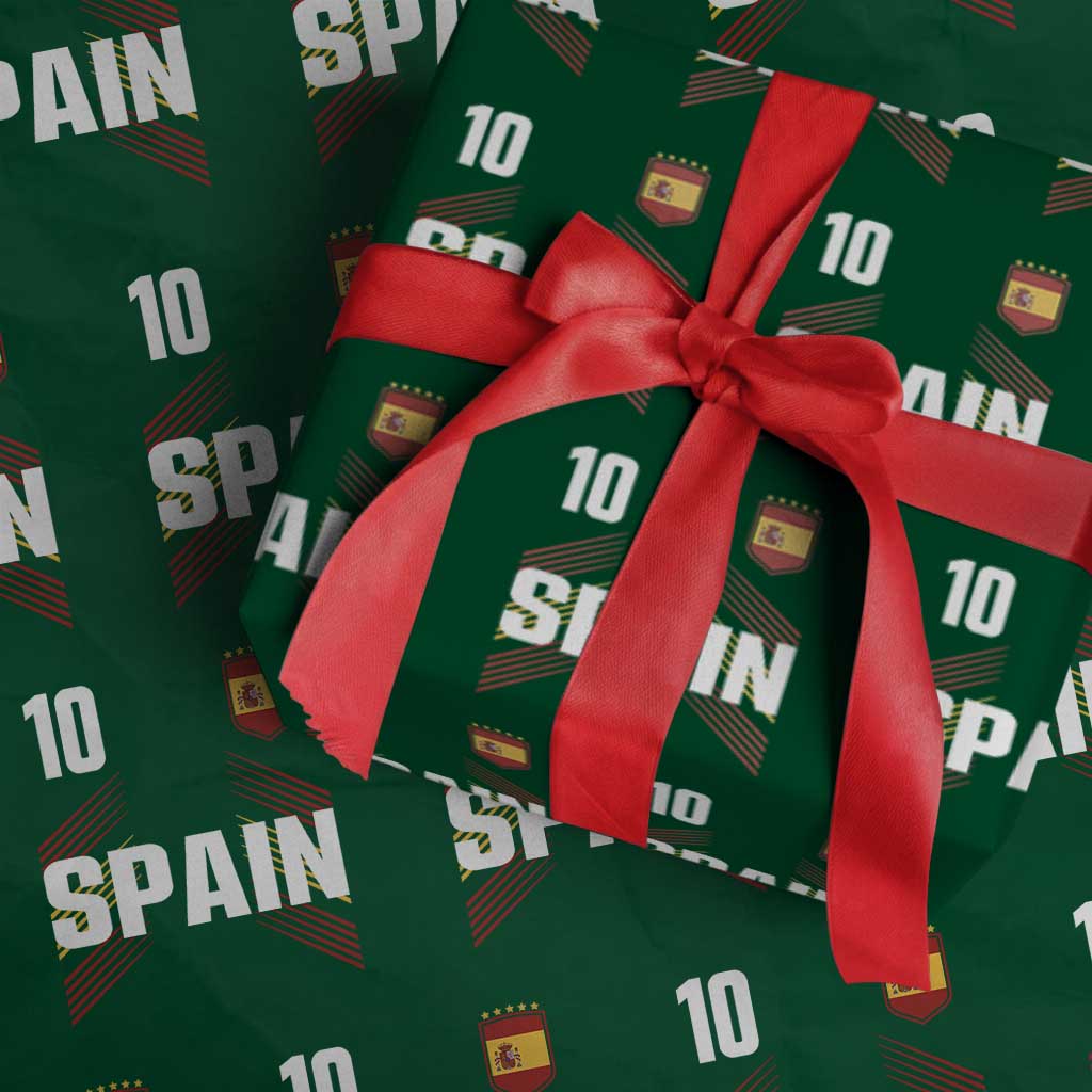 Spain Soccer Sports Graphic Number 10 Jersey Style Wrapping Paper Roll Proud Spanish Football Fans Game Day Pride