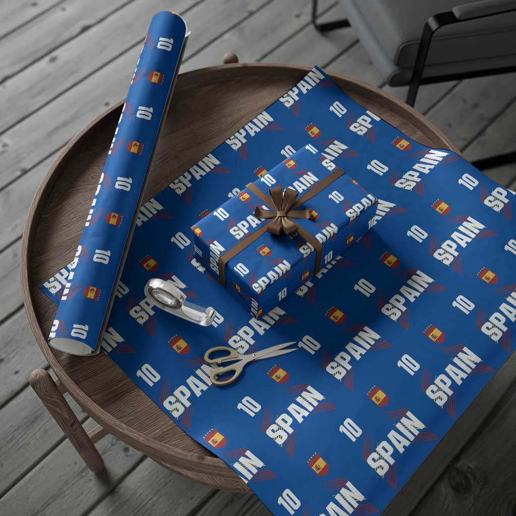 Spain Soccer Sports Graphic Number 10 Jersey Style Wrapping Paper Roll Proud Spanish Football Fans Game Day Pride