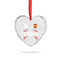 Spain Soccer Sports Graphic Number 10 Jersey Style Heart Crystal Glass Ornament Proud Spanish Football Fans Game Day Pride