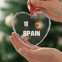 Spain Soccer Sports Graphic Number 10 Jersey Style Heart Crystal Glass Ornament Proud Spanish Football Fans Game Day Pride