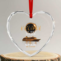 Spain Total Solar Eclipse 2026 At Sea Cruise Heart Crystal Glass Ornament