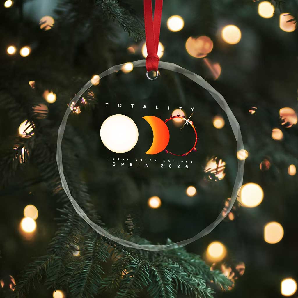 Spain Total Solar Eclipse 2026 Totality Crystal Glass Ornament Espana Travel Souvenir Astronomy Geek Gift