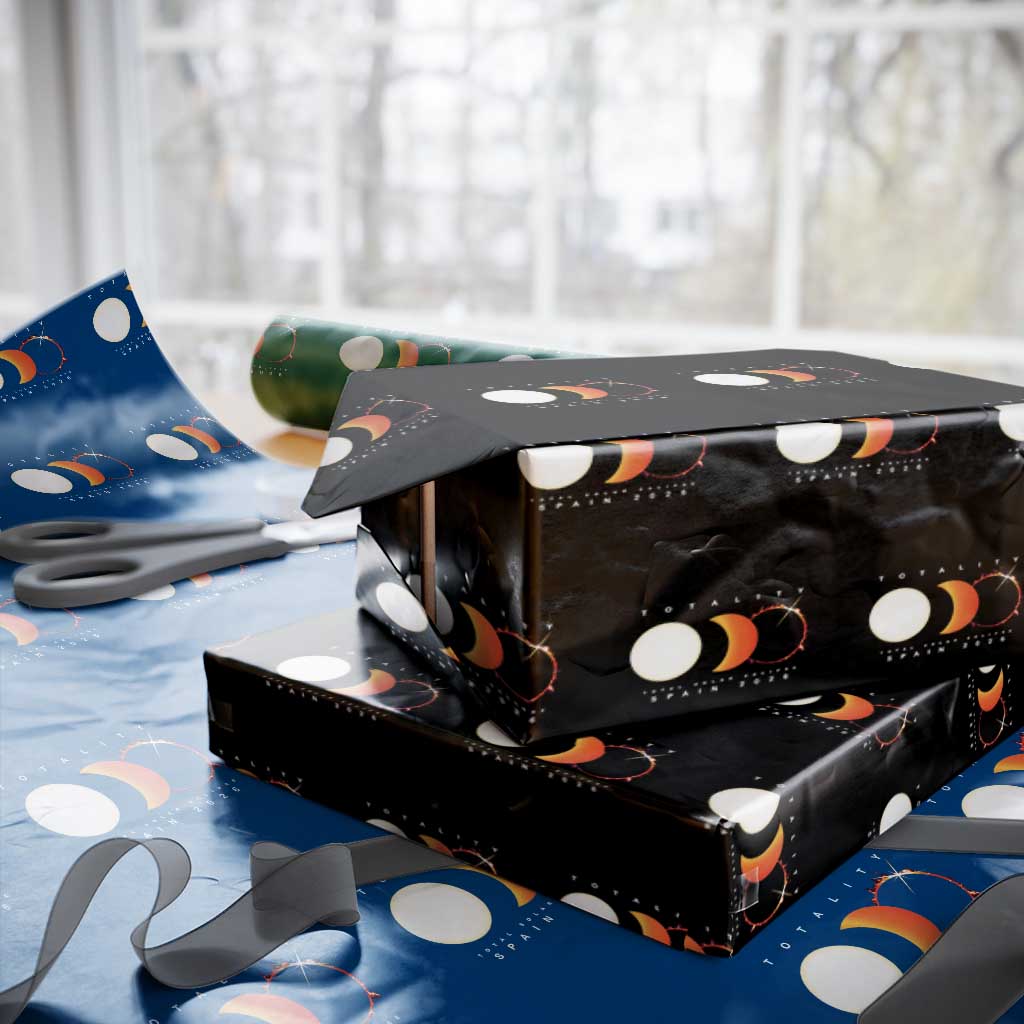 Spain Total Solar Eclipse 2026 Totality Wrapping Paper Roll Espana Travel Souvenir Astronomy Geek Gift