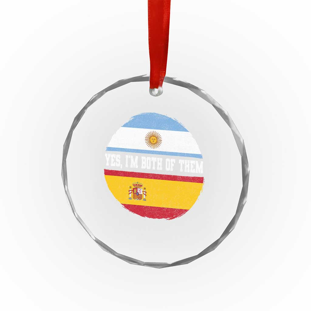 Spanish Argentinian Roots Crystal Glass Ornament Yes I'm Both Of Them Vintage Spain Argentina Half Flag