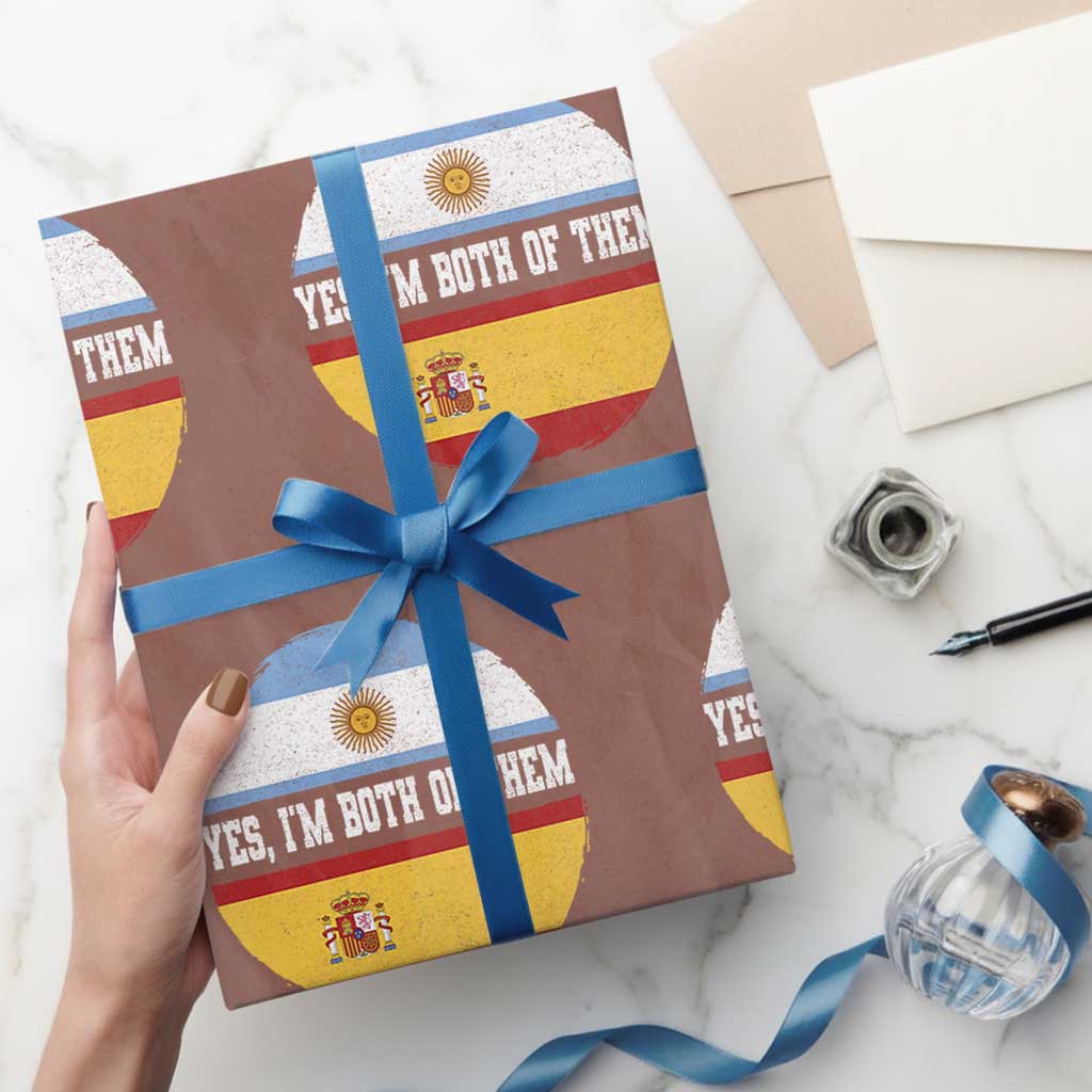 Spanish Argentinian Roots Wrapping Paper Roll Yes I'm Both Of Them Vintage Spain Argentina Half Flag