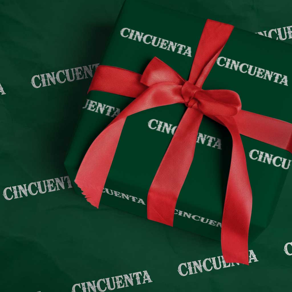 Spanish Mexican 50th Birthday Wrapping Paper Roll Cincuenta 50 Years Old Bday