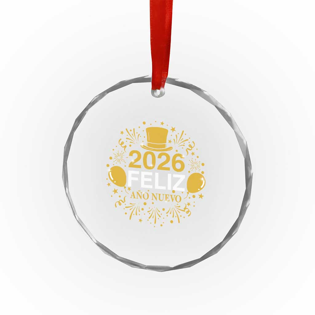 Spanish Mexican New Year 2026 Crystal Glass Ornament Feliz Ano Nuevo NYE Party - Wonder Print Shop