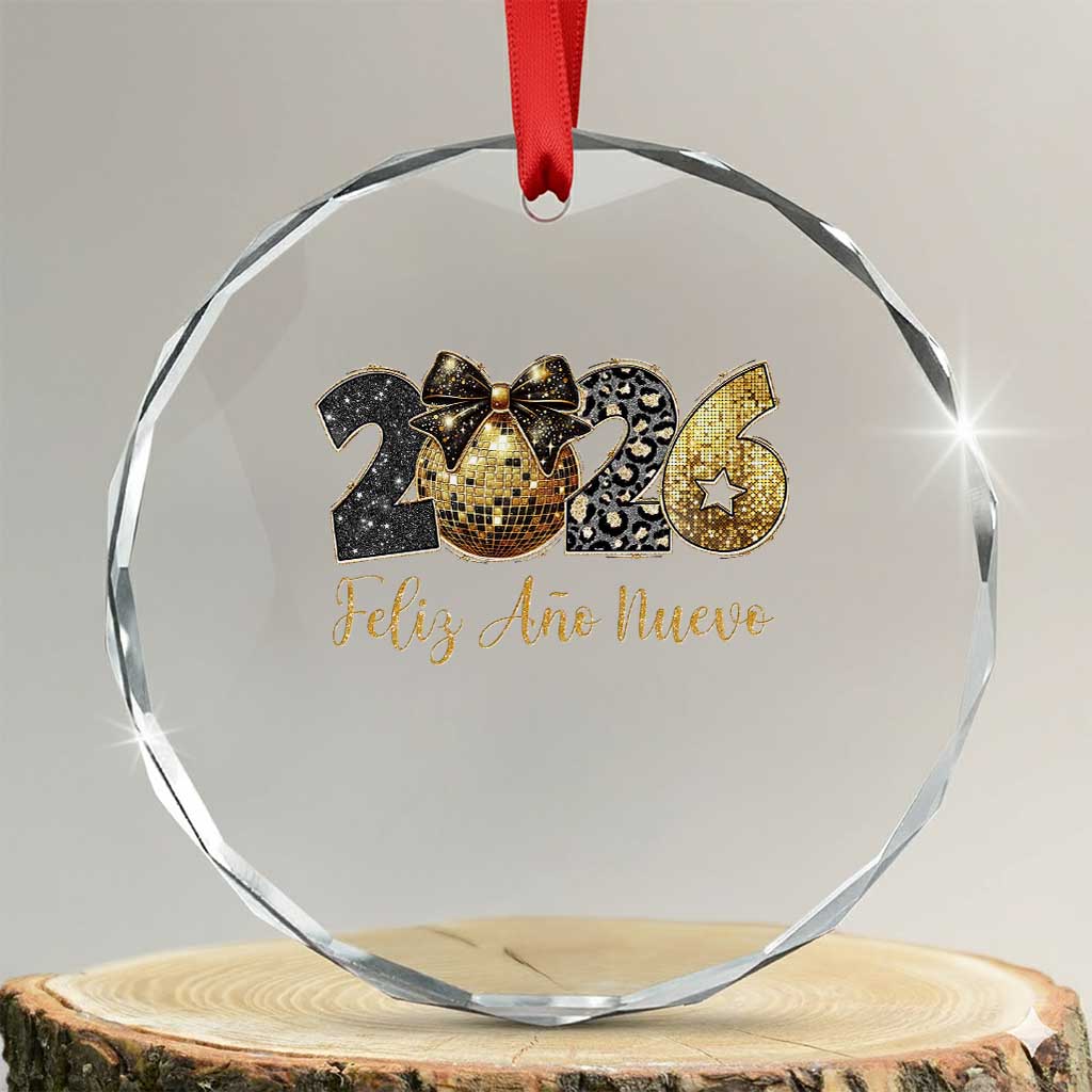 Spanish New Year 2026 Crystal Glass Ornament Feliz Ano Nuevo NYE Party Disco Ball - Wonder Print Shop