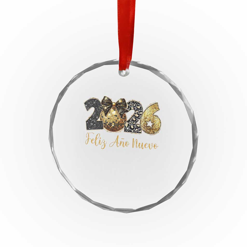 Spanish New Year 2026 Crystal Glass Ornament Feliz Ano Nuevo NYE Party Disco Ball - Wonder Print Shop